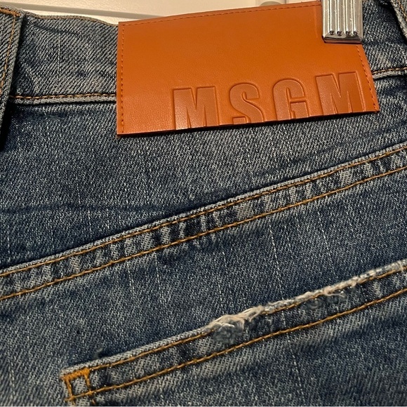 MSGM Womens Blue Denim Cut Off shorts Raw Hem Size 40 US 4 Made in Italy - Picture 6 of 11